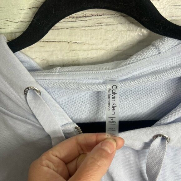 Calvin Klein Performance Blue Hoodie Sweatshirt crop size xl - Picture 5 of 7